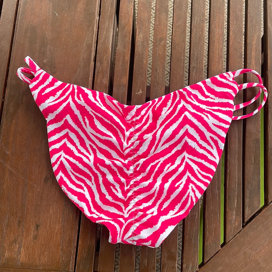 Zebra Scrunch Full Bikini Bottoms Hot Pink Bikiniblondeboutique 6966