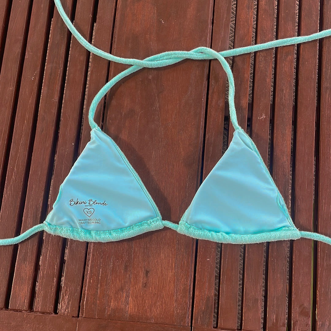 Terry-Towel Triangle Bikini Top- AQUA – BikiniBlondeBoutique